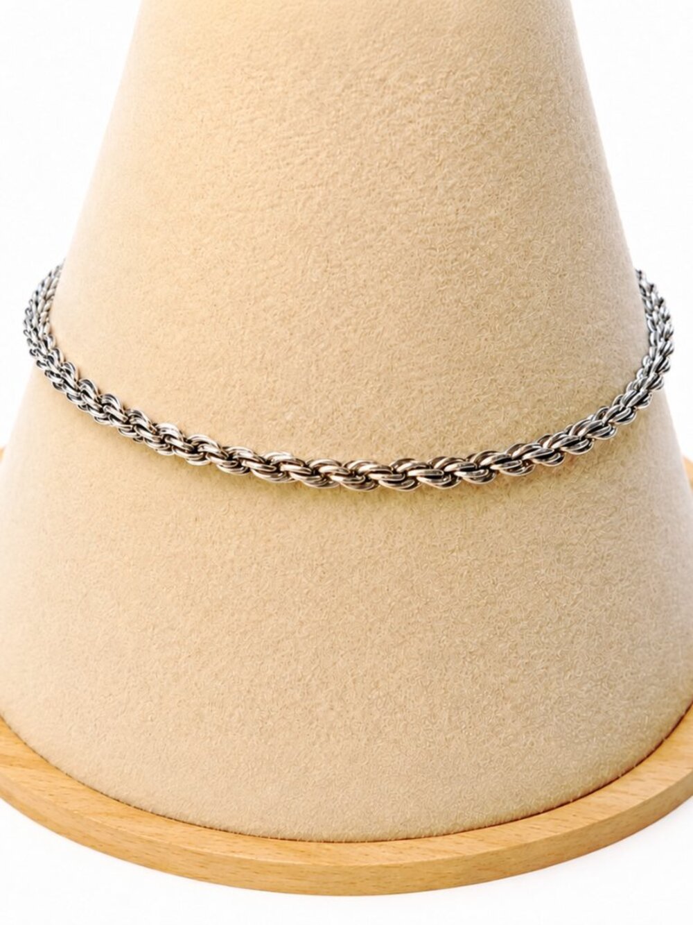 925 Sterling Silver Twisted Rope Chain Bracelet 6.75” 3.4g Spring Ring